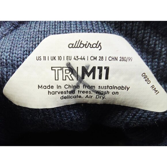 Allbirds Size 11 Mens TR (Tree Runners) Blue Low Lace Comfort Fashion Sneakers - Picture 4 of 12